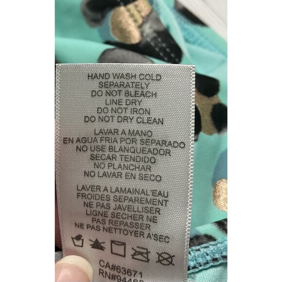 Womens Girls BCBG Two Piece Swim Suit Bikini Swimwear Abstract Print Teal XS EUC - Picture 10 of 15